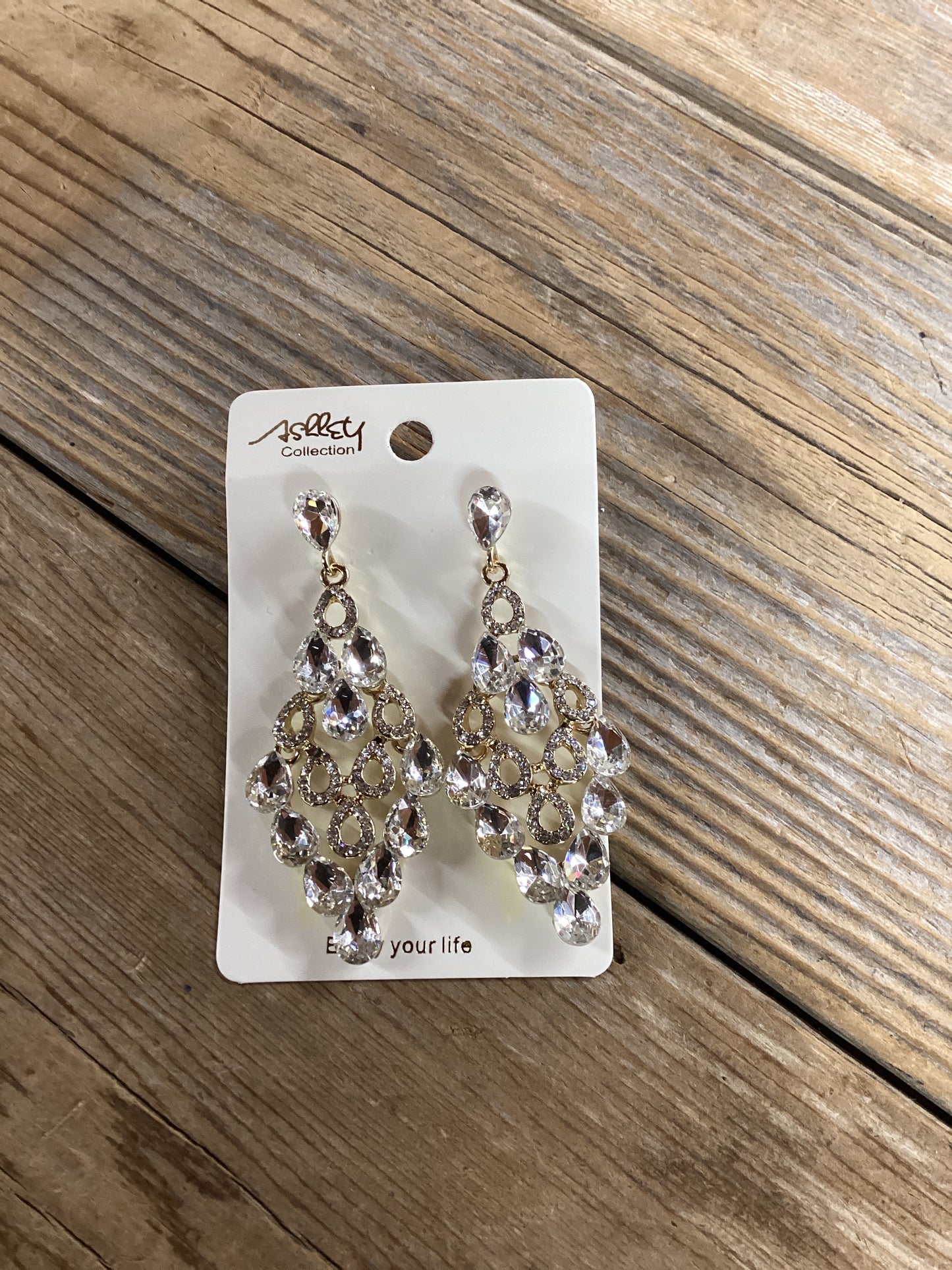 Crystal diamond almond cut earrings