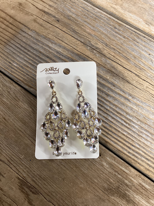 Crystal diamond almond cut earrings