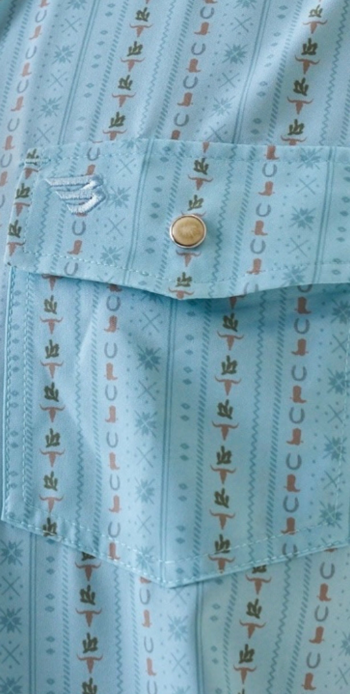 Ranch Blue Jean Performance Western Pearl Snap Shirt Burlebo Tx/ Fl