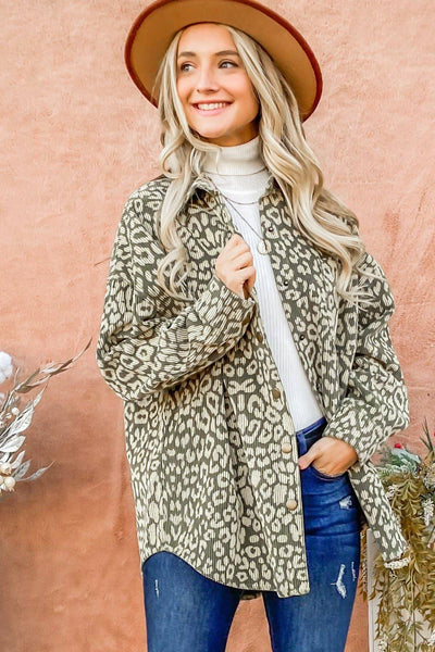 Leopard Corduroy Loose Fit Jacket: BEIGE And The Why