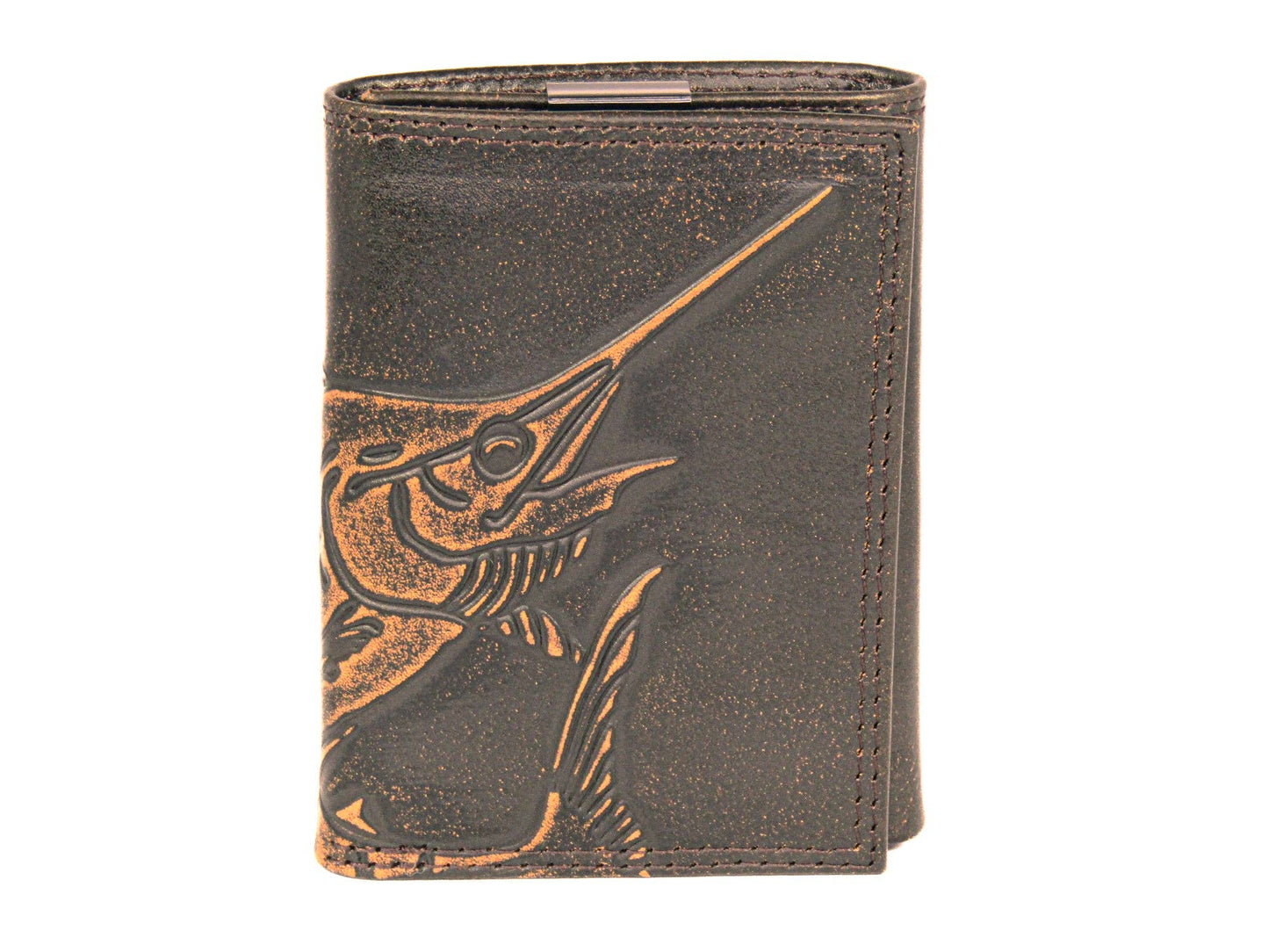 Marlin Burnished Leather Zep Trifold Wallet