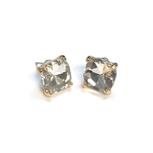 Cushion-Cut Crystal Stud Earrings in Gold-Tone Setting TH