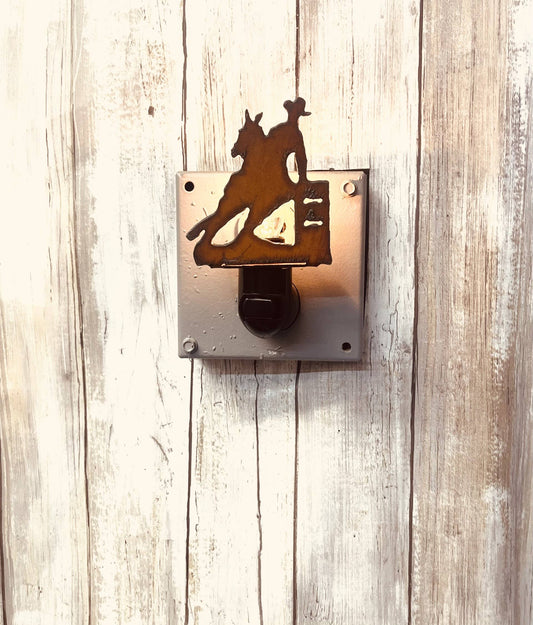 Barrel Racer Image Night light Rodeo Rustic Metal Design Ironwork