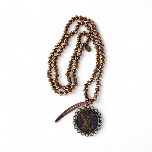 Copper Beaded Necklace Upcycled LV Necklace Junk Gypsy
