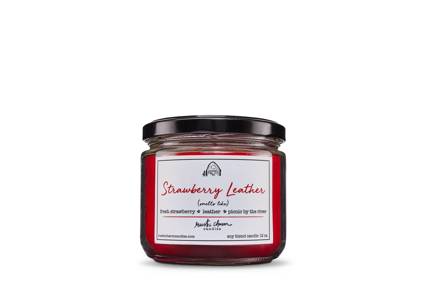 Strawberry Leather Candle- rustic charm