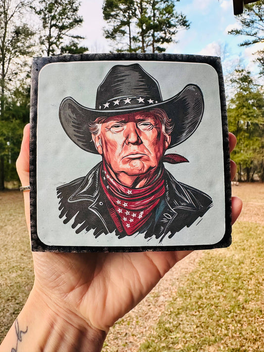 Western Trump Car Freshie : Leather