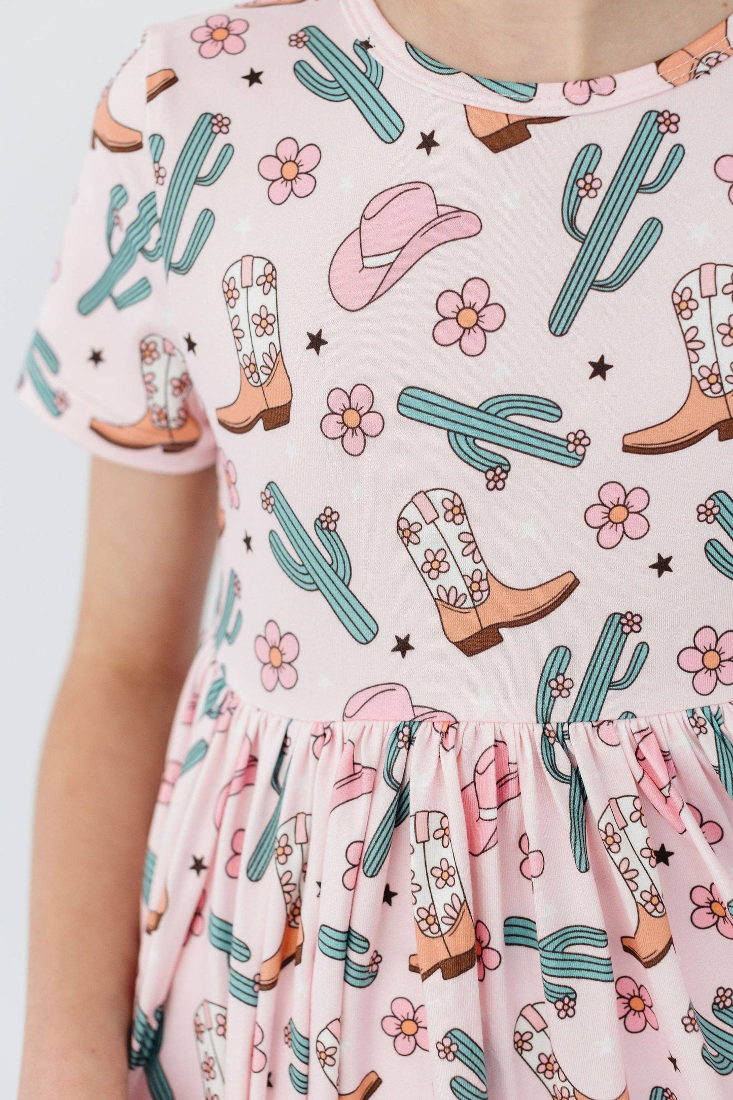 Cactus Cowgirl S/S Pocket Twirl Dress: Mila Tx/ Fl