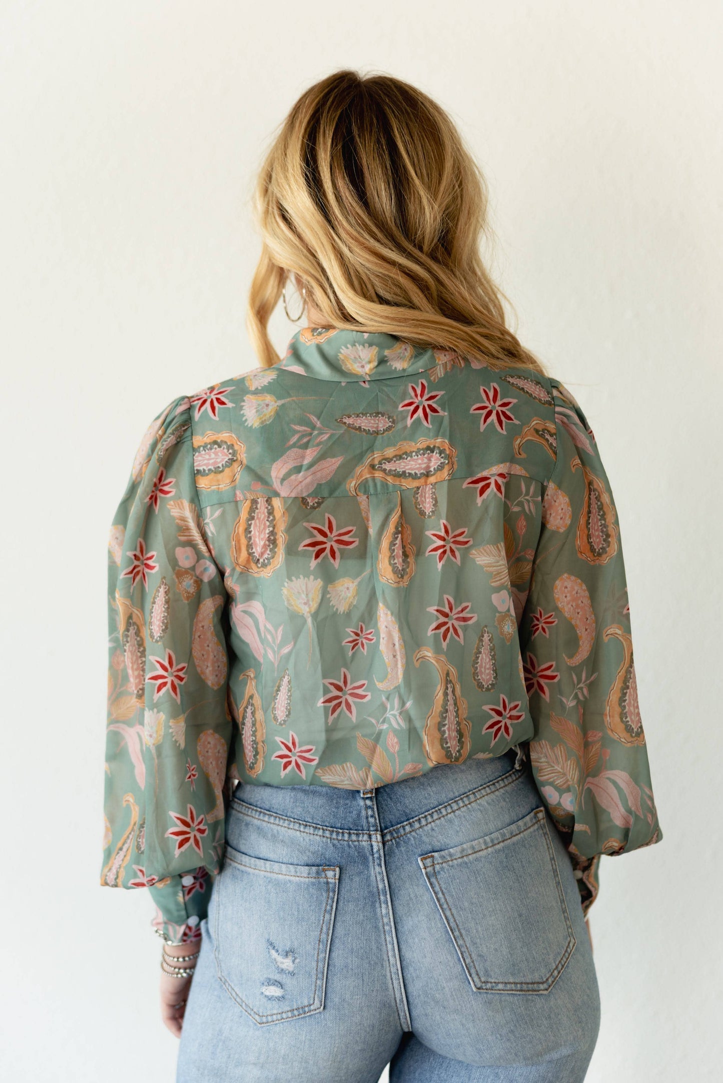 The SAGE PAISLEY  Button Up BLOUSE  TH