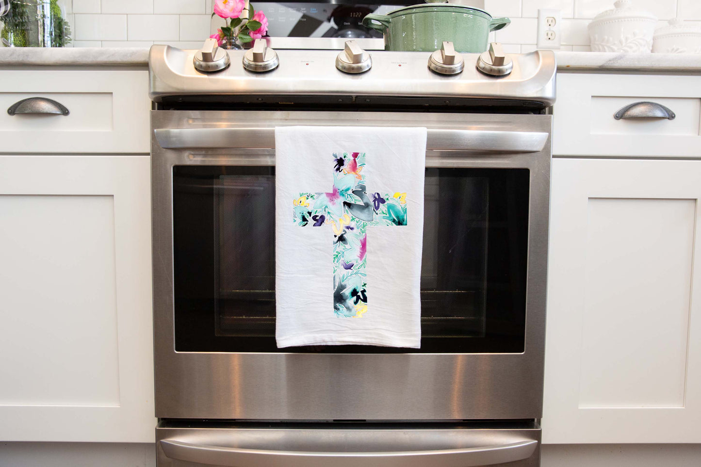 Cross Flour Sack Tea Towel: Towels with Hangers Amanda Klein