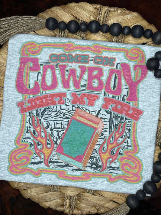Come On Cowboy Light My Fire SUBLIMATION TEE : Pink Au