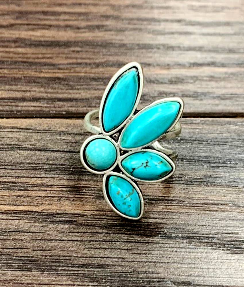750393, Turquoise Adjustable Ring