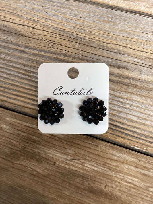 Black beaded stud earrings