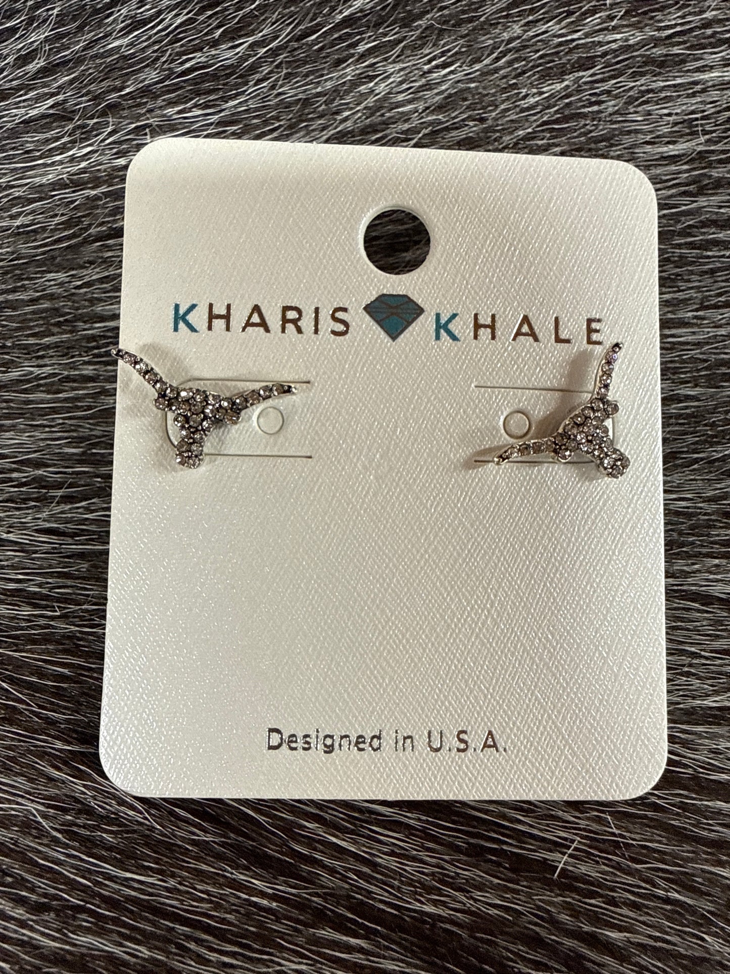 Blinged Longhorn Stud Earrings