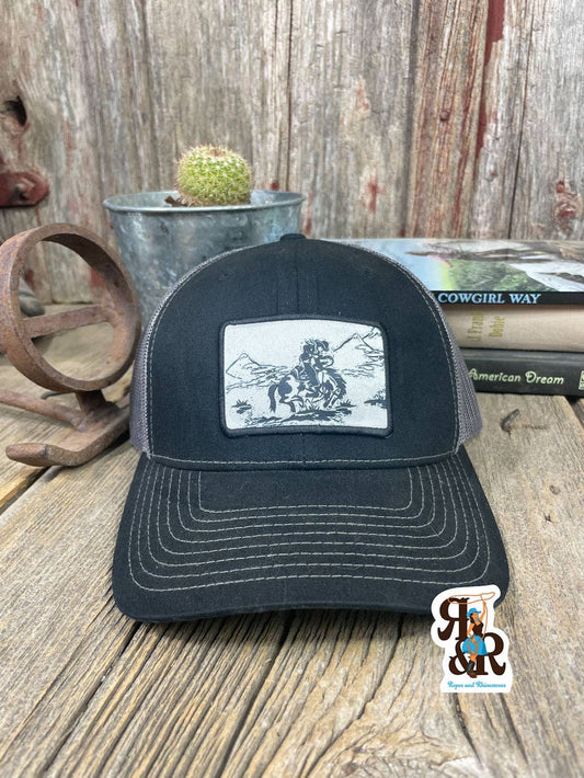 Wholesale Black & White Bucker Patch Cap