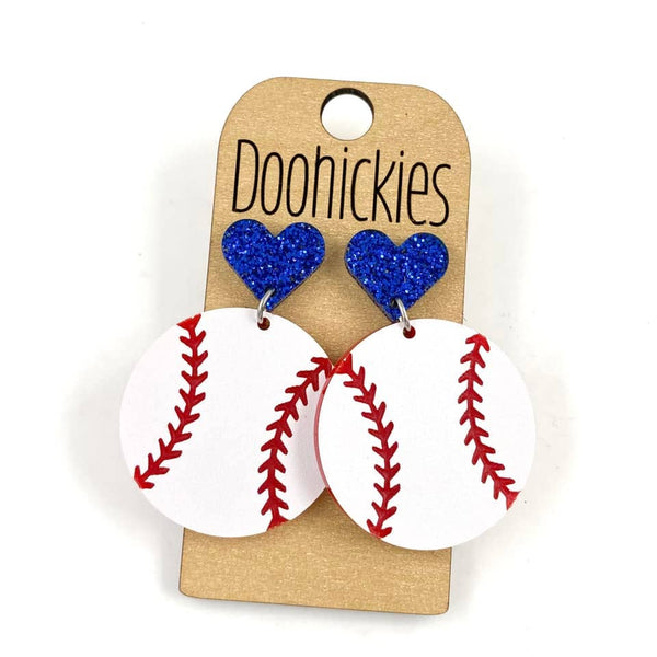 Heart Baseball Dangles - Maroon Doohickie