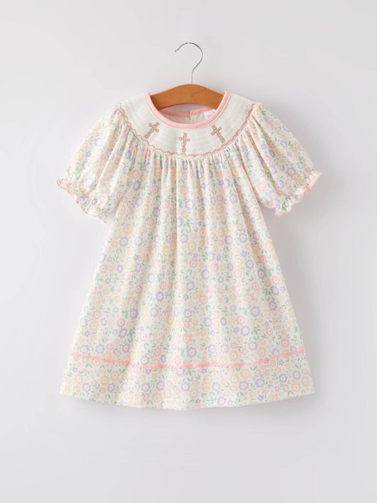 Easter Embroidery Cross Smocking Dress Rylee