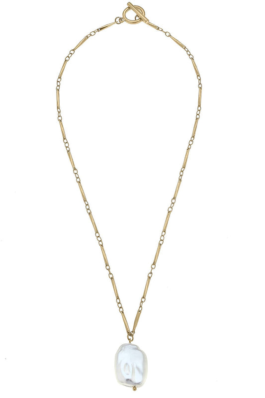 Martin Equestrian Pearl Pendant Necklace in Ivory