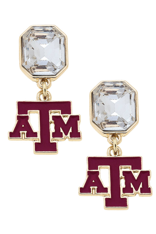Texas A&M Aggies Rhinestone Enamel Logo Earrings Canvas