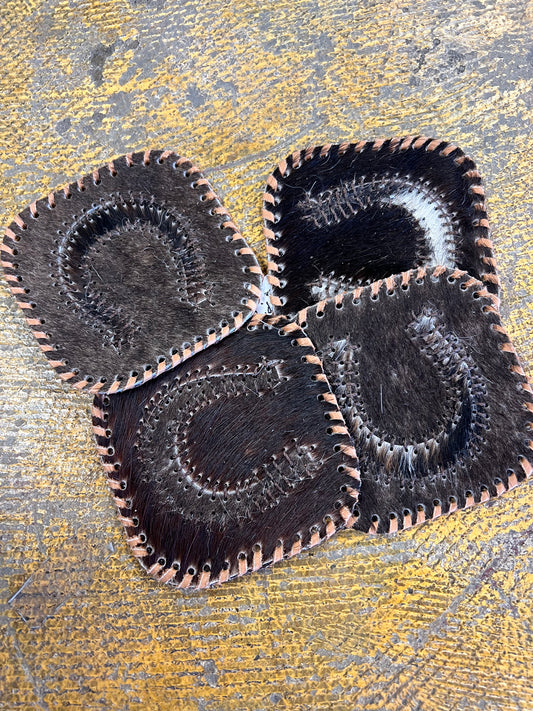 Cowhide Coasters with Horseshoes Hides and Skins