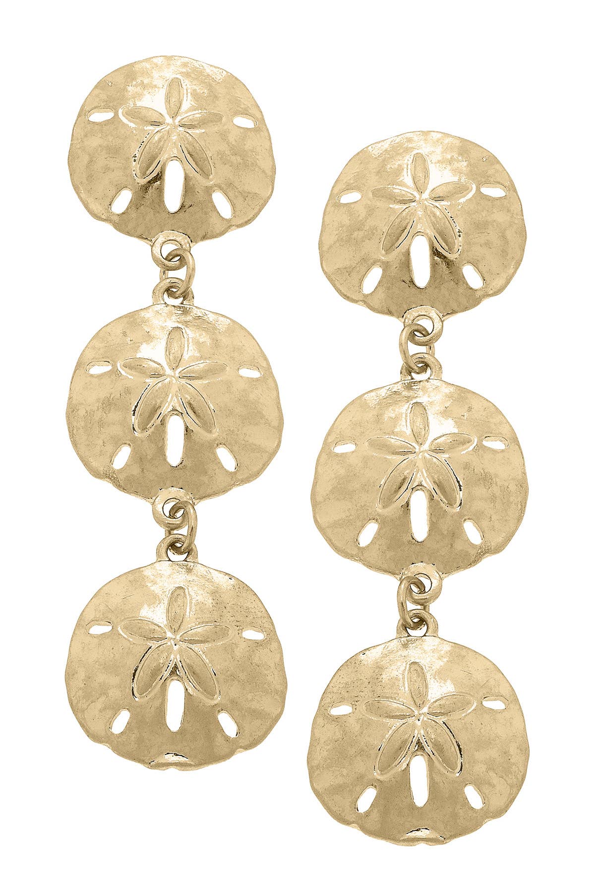 Jeanie Sand Dollar Statement Earrings in Shiny Gold