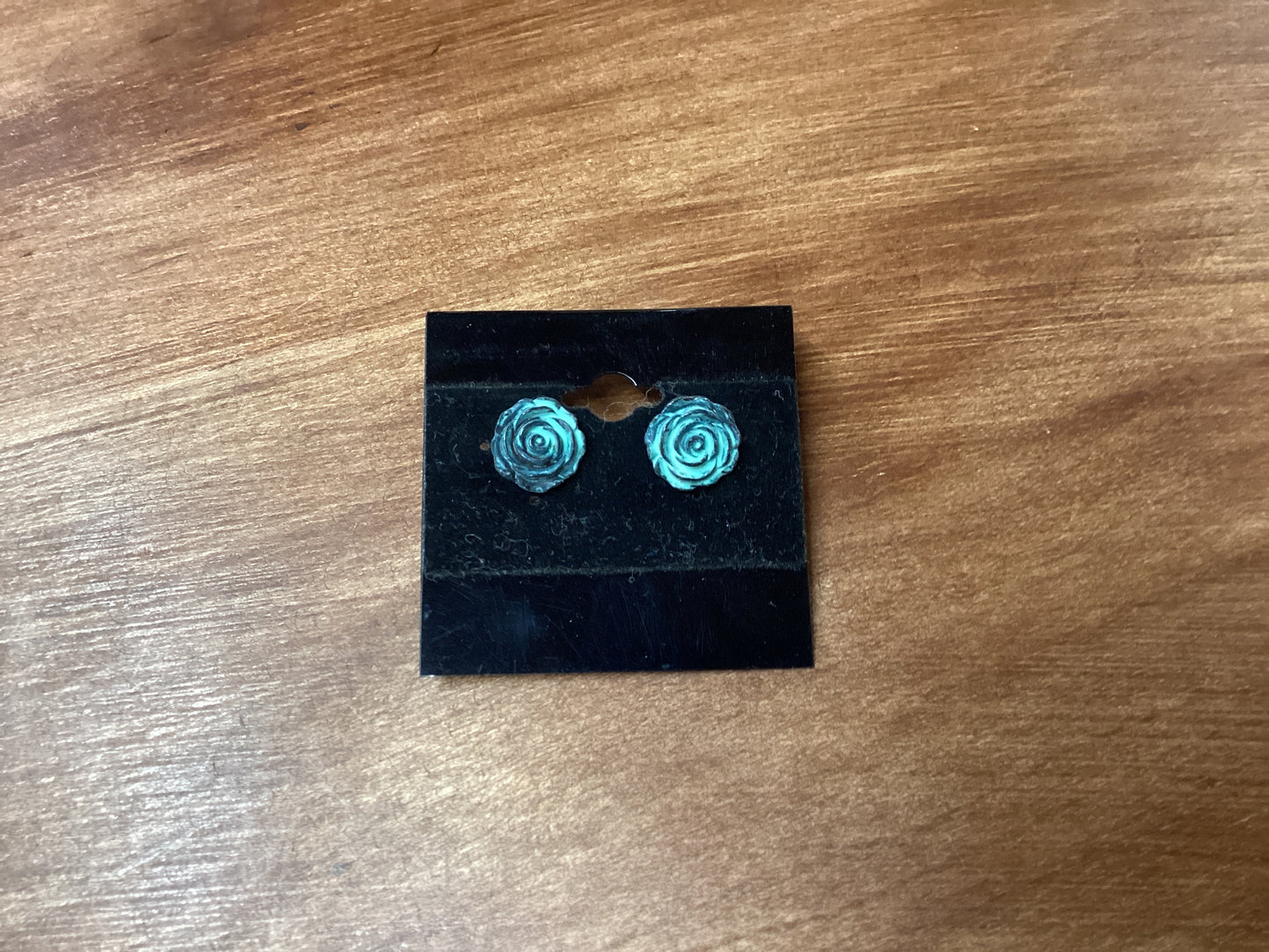 Pewter like green earrings