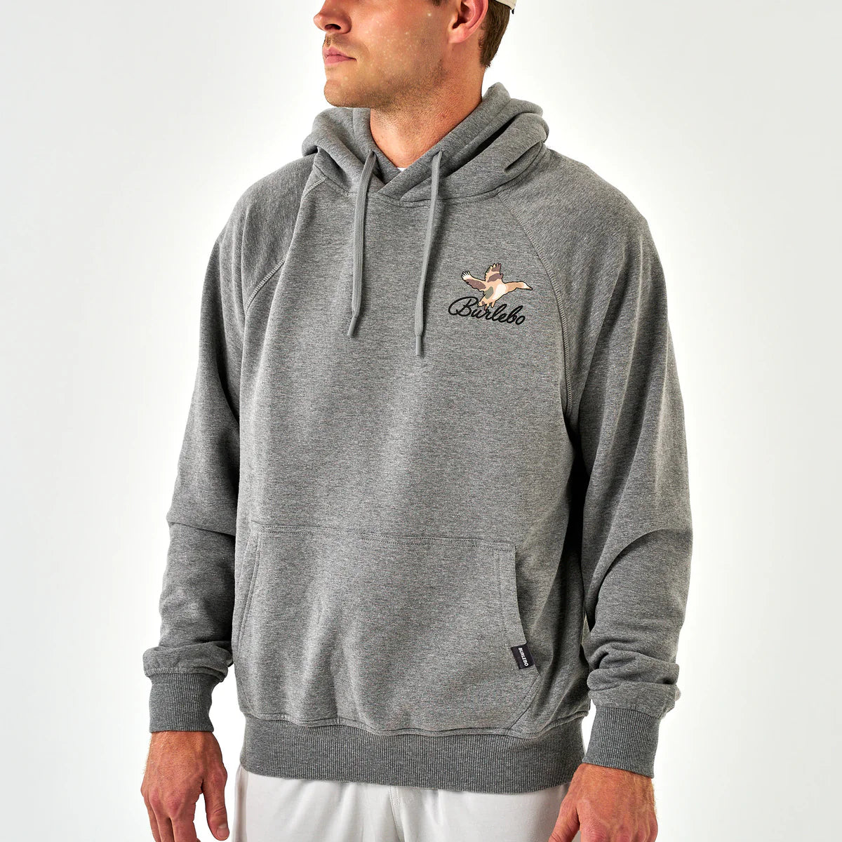 Ducks Flying In Heather Grey Fleece Hoodie Burlebo
