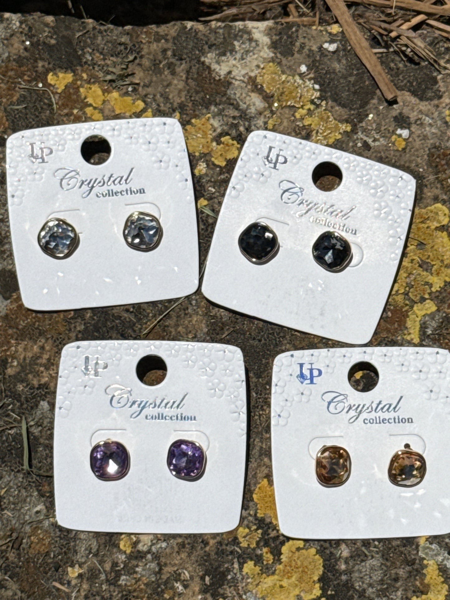 Medium Size Square Crystal Collection Earrings (4 Colors)