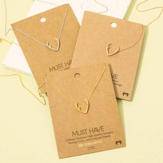 Gold Dipped Antler Pendant Necklace: Gold or Silver Fame