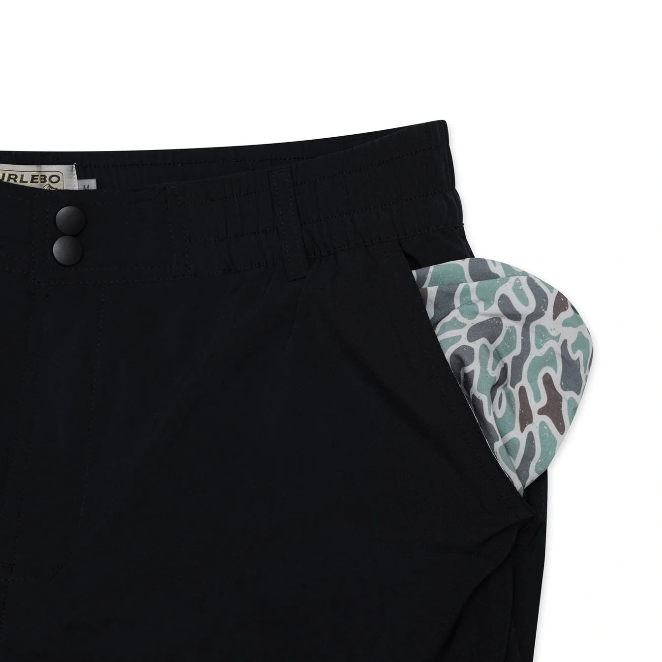 Matte Black 5.5” Everyday Shorts With Retro Duck Camo Pocket 55ES-MB-RDC Tx