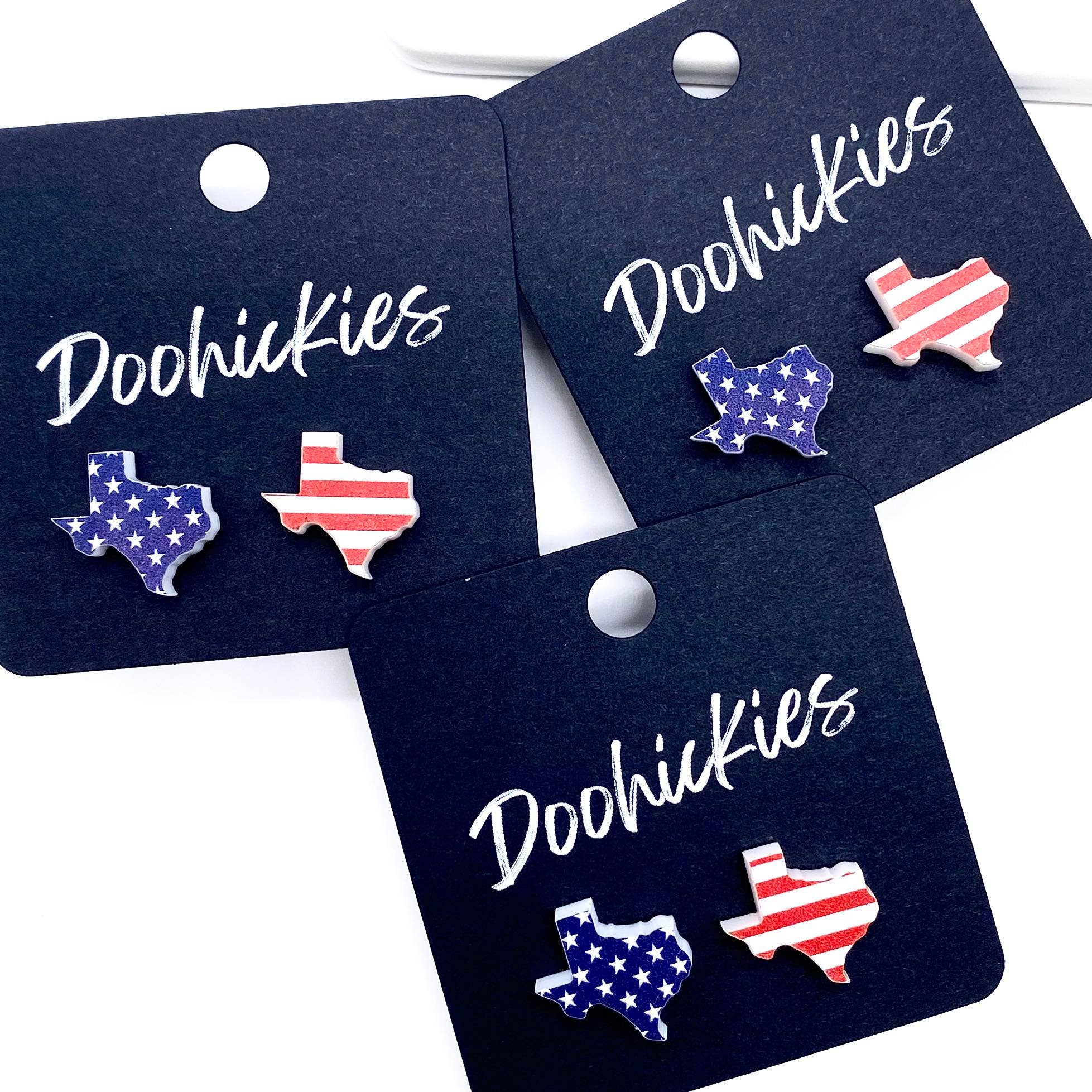 18mm Stars & Stripes Texas Studs -Patriotic Earrings Doohickie