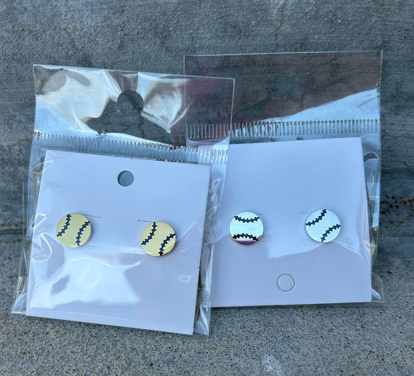 Baseball or Softball Stud Earrings in Gold or Silver: JInk FL
