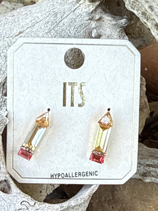 Pencil ITS Crystal Stone Earrings