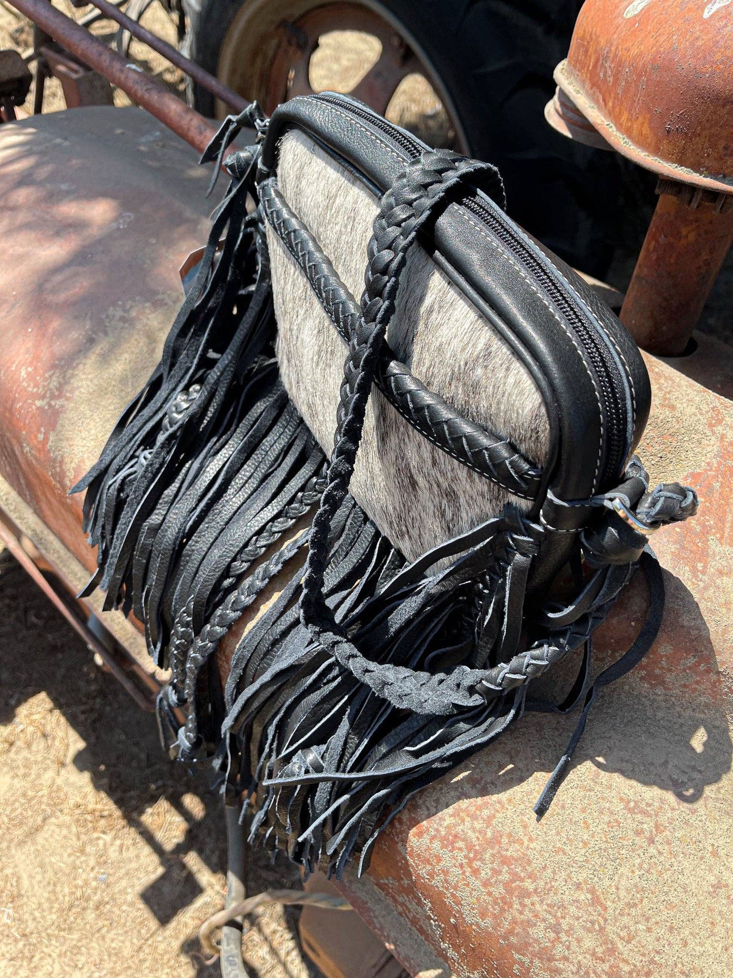 The Jolene Cowhide Purse in Black Haught