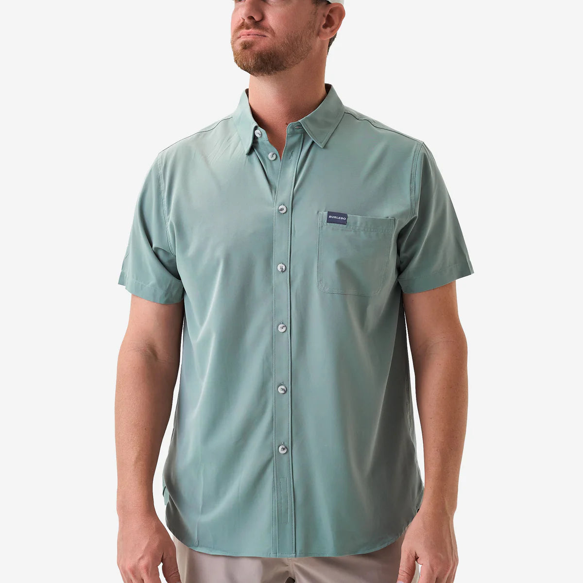 Sage Burlebo Performance Button Up Shirt Tx