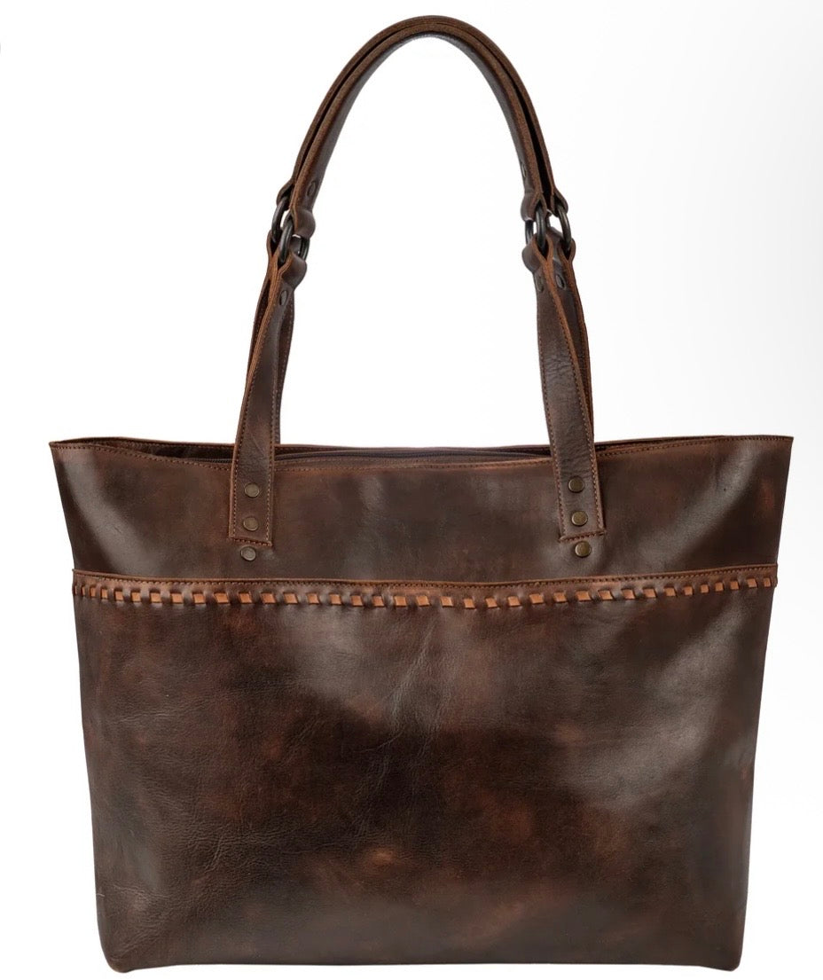 Bandera Chocolate Sts Ranchwear Leather Carry All Tote STS34011