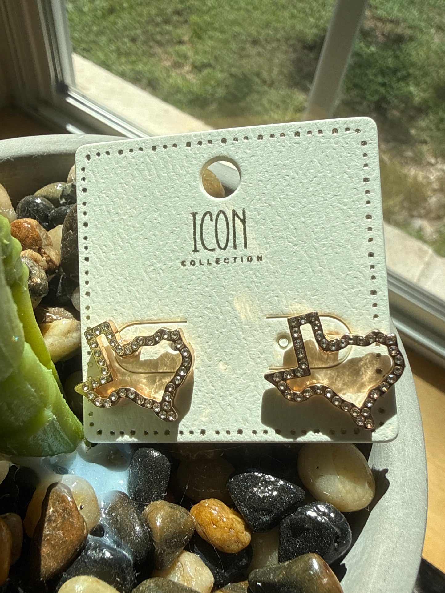 Texas Blinged Edge Stud Icon Earrings