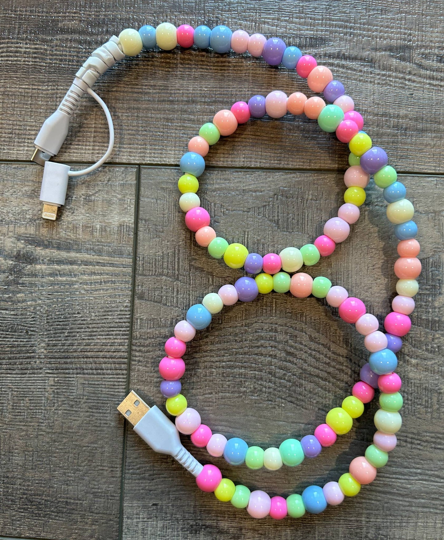 Beaded Phone Charger with Lightning & USB-C Cable: Turquoise JInk Tx