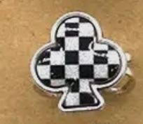 Western Checkered Cuff Ring (Snowing) Diamond, Spade, Heart, Clover or Lightning Bolt