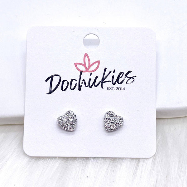 Valentine Sparkle Hearts -Earrings 8mm Black Doohickie