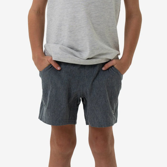 Grizzly Grey Youth Burlebo Athletic Shorts with Classic Deer Camo waistband and pocket
