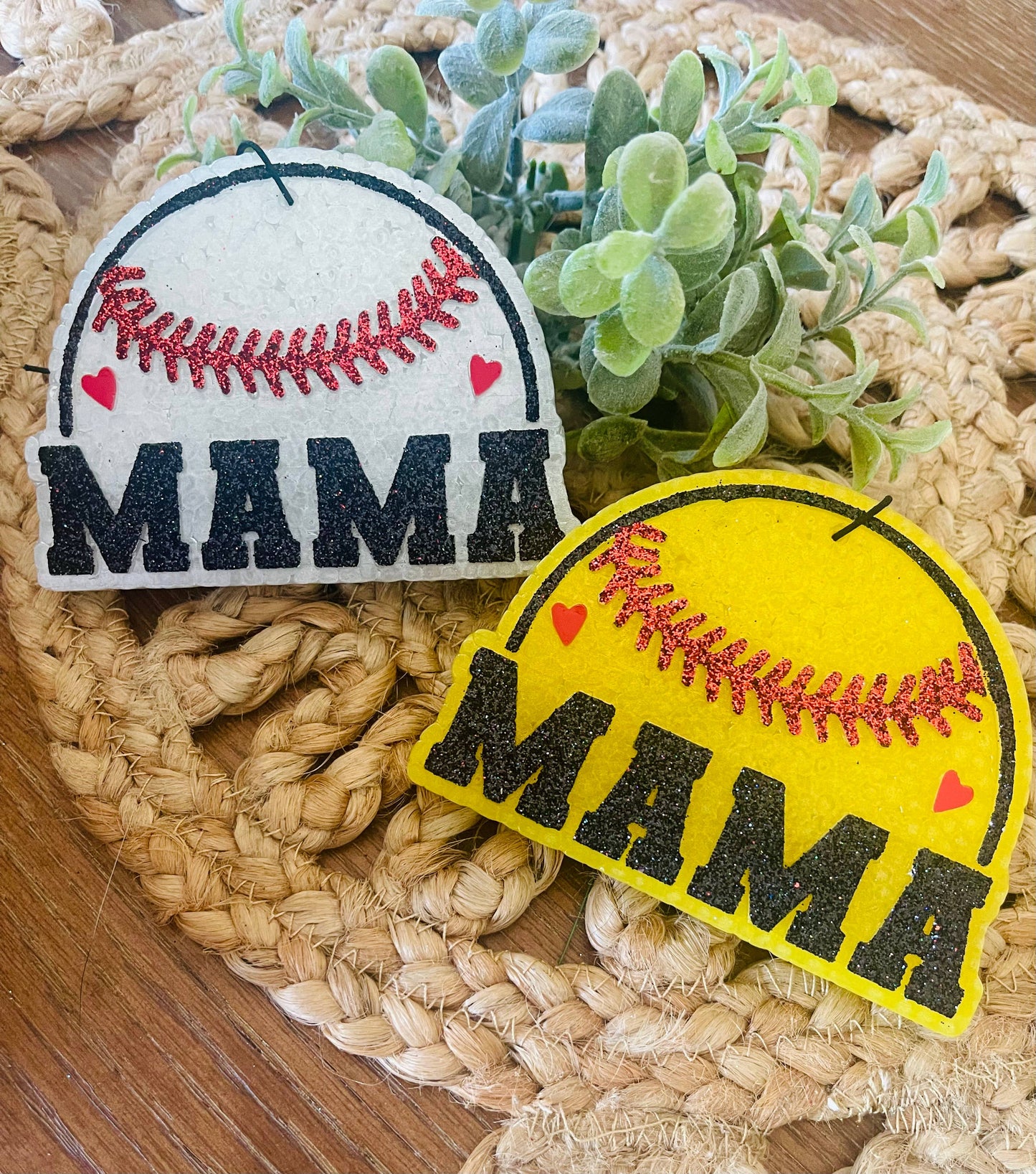 Baseball or Softball Mama Car Freshie : Baseball- White