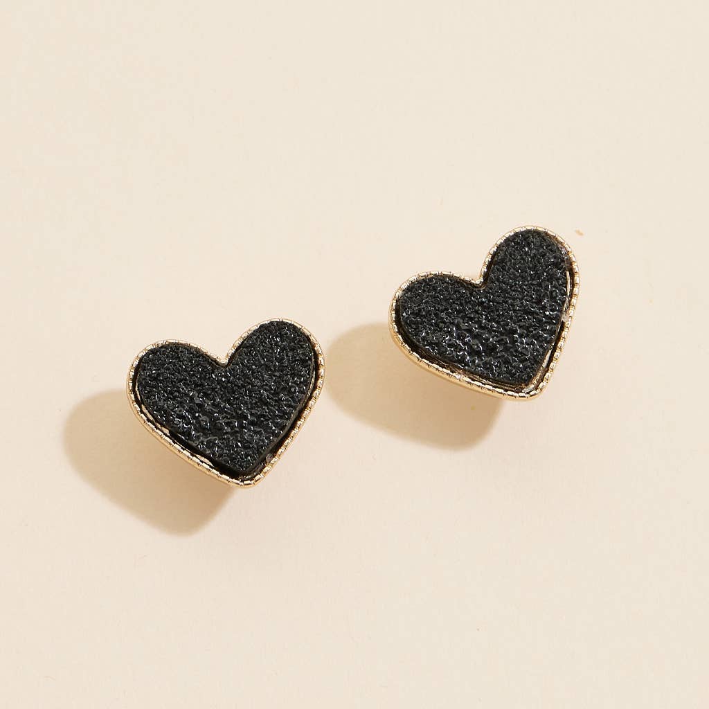 Heart Druzy Stone Stud Earrings: Red / One / 4SE31170