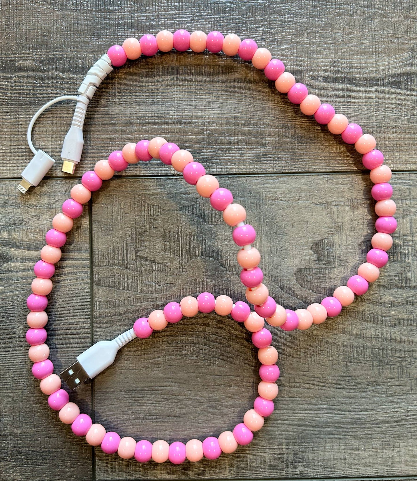 Beaded Phone Charger with Lightning & USB-C Cable: Turquoise JInk Tx