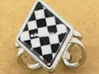 Western Checkered Cuff Ring (Snowing) Diamond, Spade, Heart, Clover or Lightning Bolt