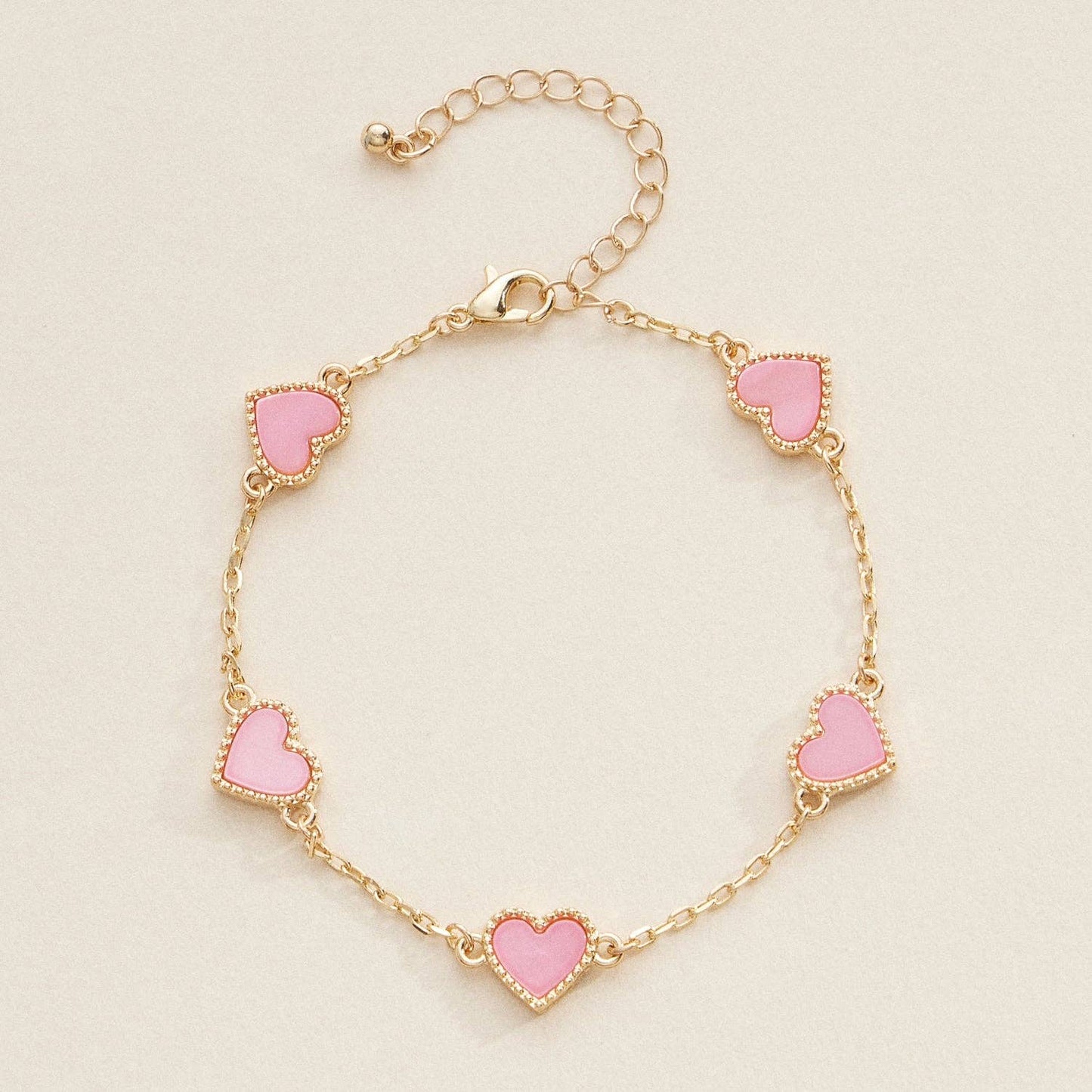 Elegant Gold Heart Charm Bracelets in Vibrant Enamel Colors: BLACK  or White.  Frem