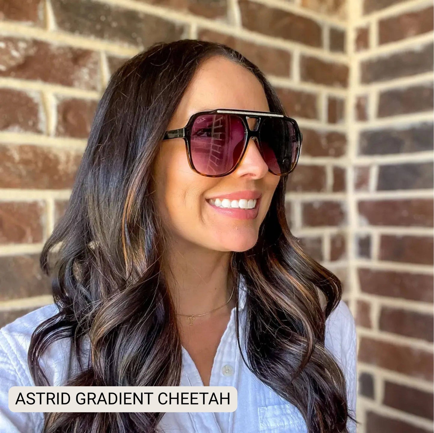 Astrid - Women's Oversized Aviator Sunglasses: Gradient Cheetah Tx Dax