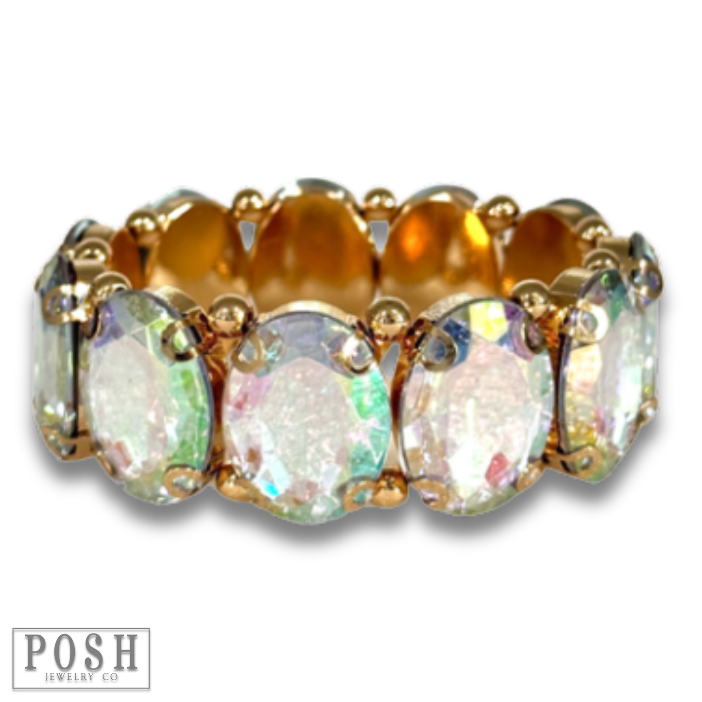 Oval rhinestone bracelet: Clear
