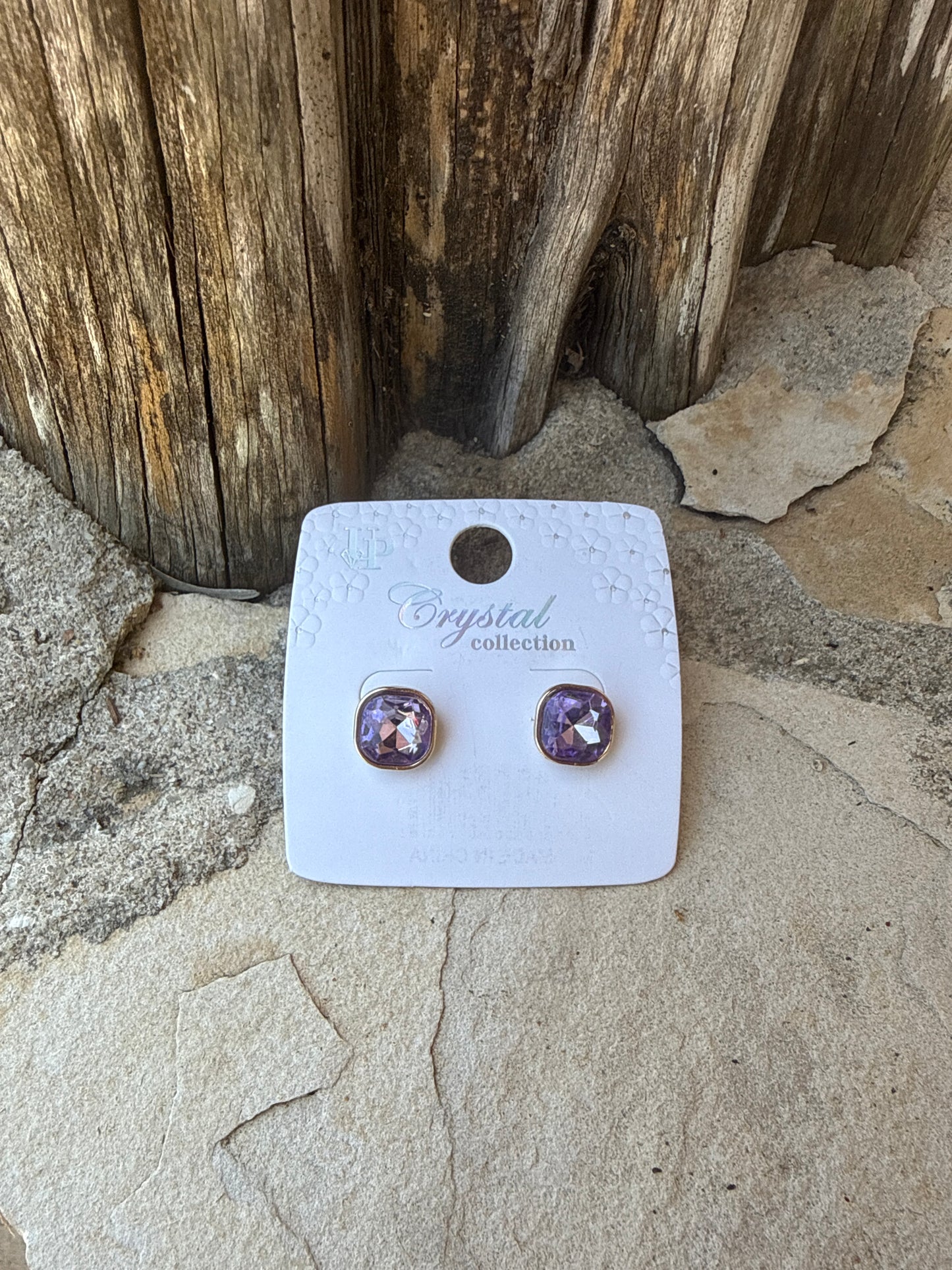 Medium Size Square Crystal Collection Earrings (4 Colors)