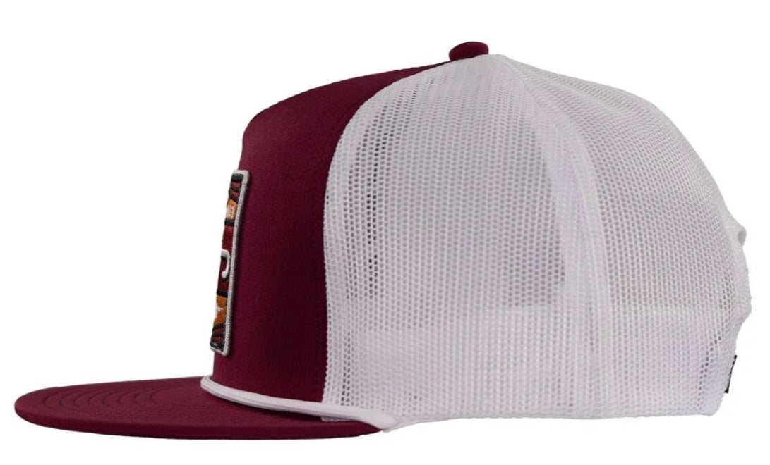 LAZY J RANCH MAROON & WHITE SMOKELESS CLASSIC ROPE TRUCKER HAT