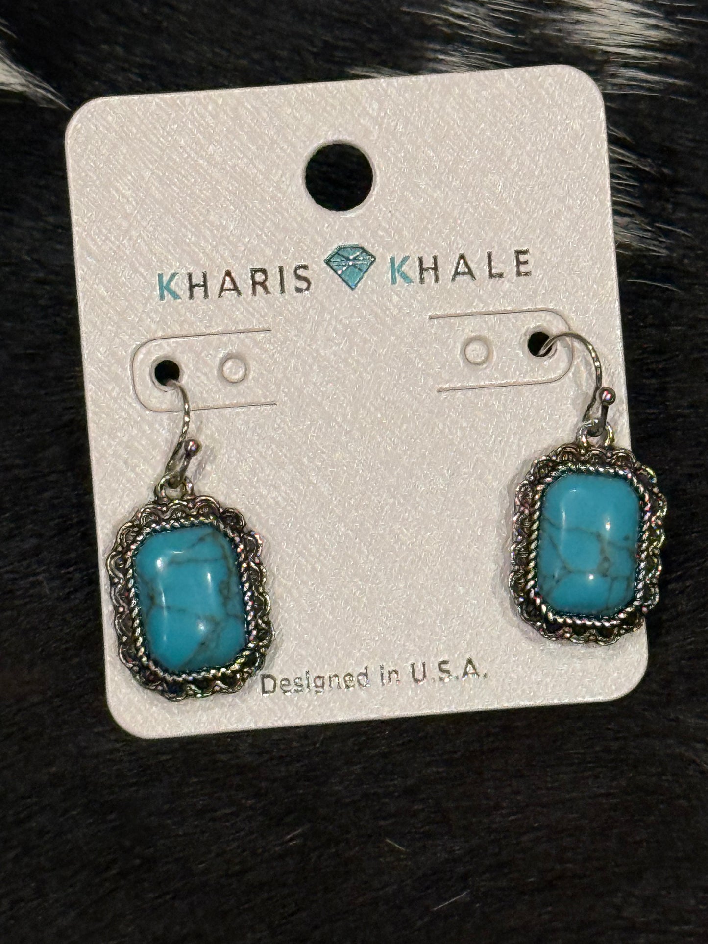 Small Turquoise Rectangle kharis Khale made in USA
